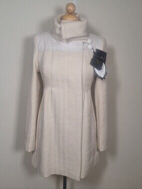 Mackage GIA Wool With Leather Trim Coat Size XS
